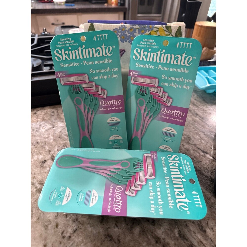 Skintimate 4Ct Sensitive Skin Razors Women Disposable Unscented (Lot of 3 packs)
